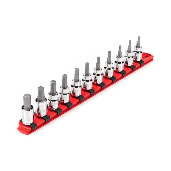 3/8 Inch Drive Hex Bit Socket Set with Rail, 11-Piece (3-10 mm)